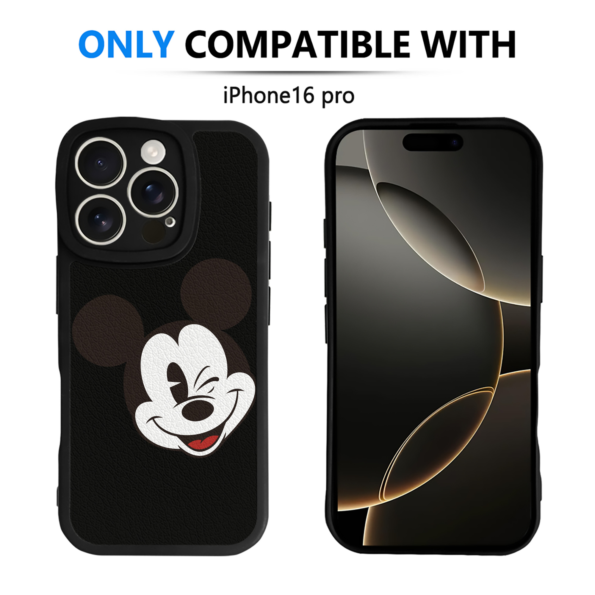 （画像用） ミッキーマウス Mickey Mouse 【iPhone 16シリーズ対応】シリコンスマホケース（レザー調） 材質：シリコン